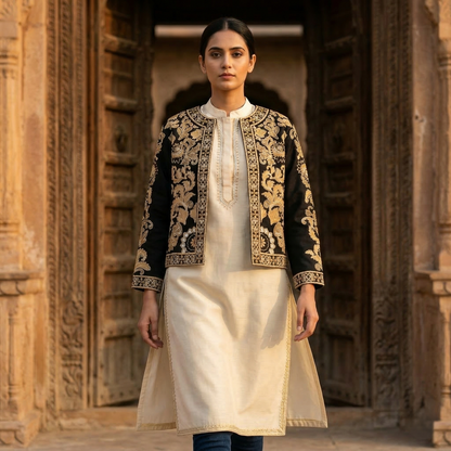 Royal Gold Embroidered Velvet Heritage Jacket