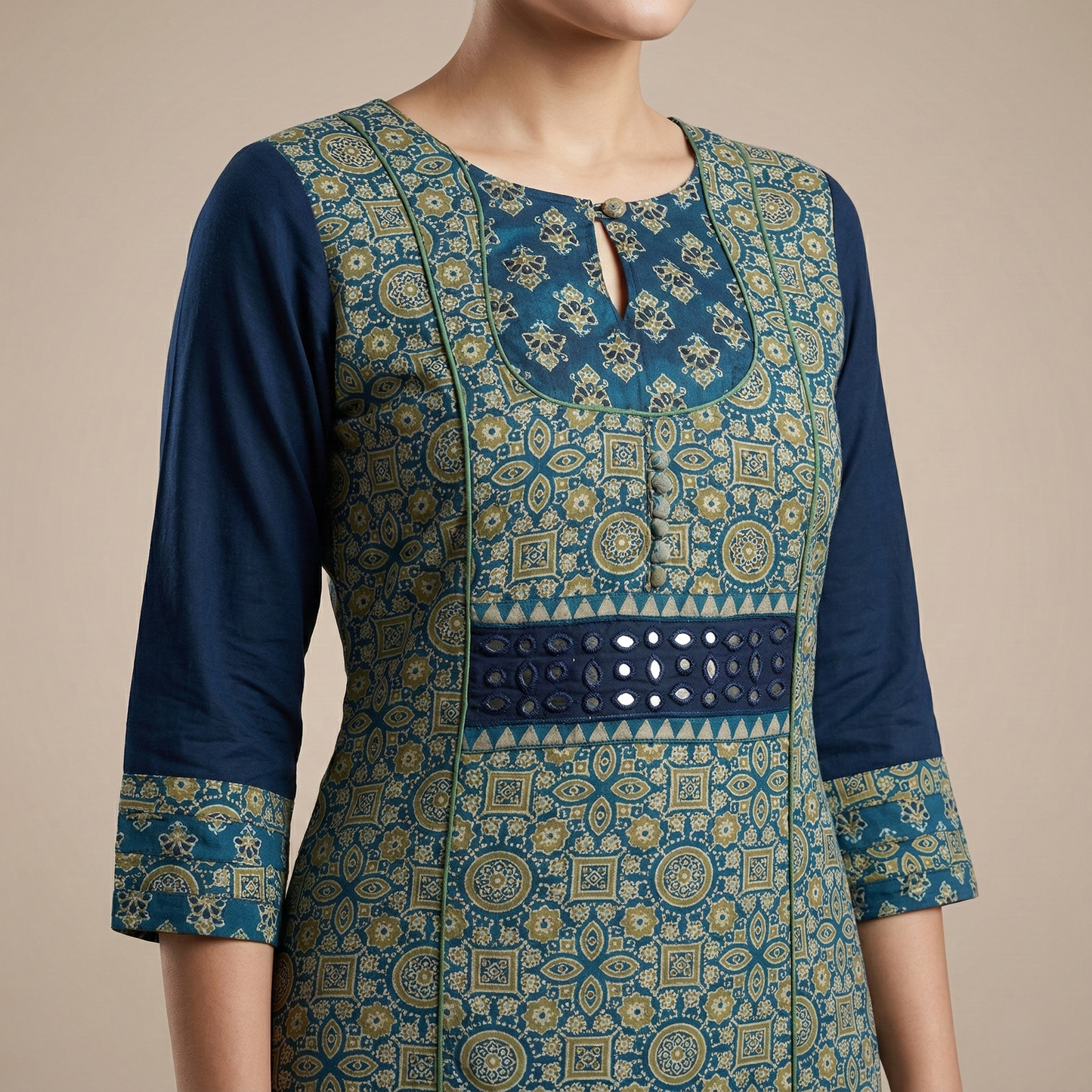 Teal Elegance Royal Blue Heritage Kurti