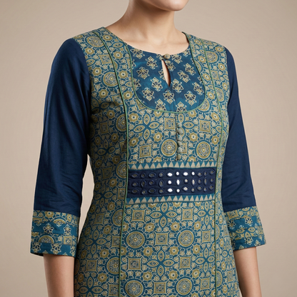 Teal Elegance Royal Blue Heritage Kurti