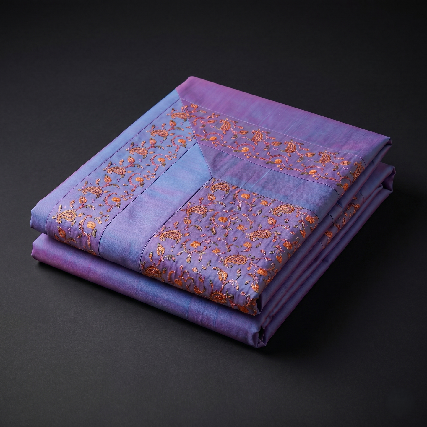 Royal Lavender Embroidered Silk Bedcover Set