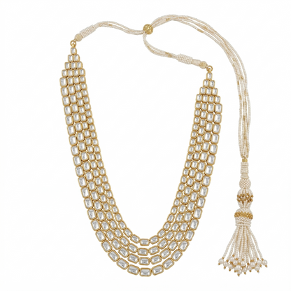 Regal Triple Layer Kundan Silver Necklace