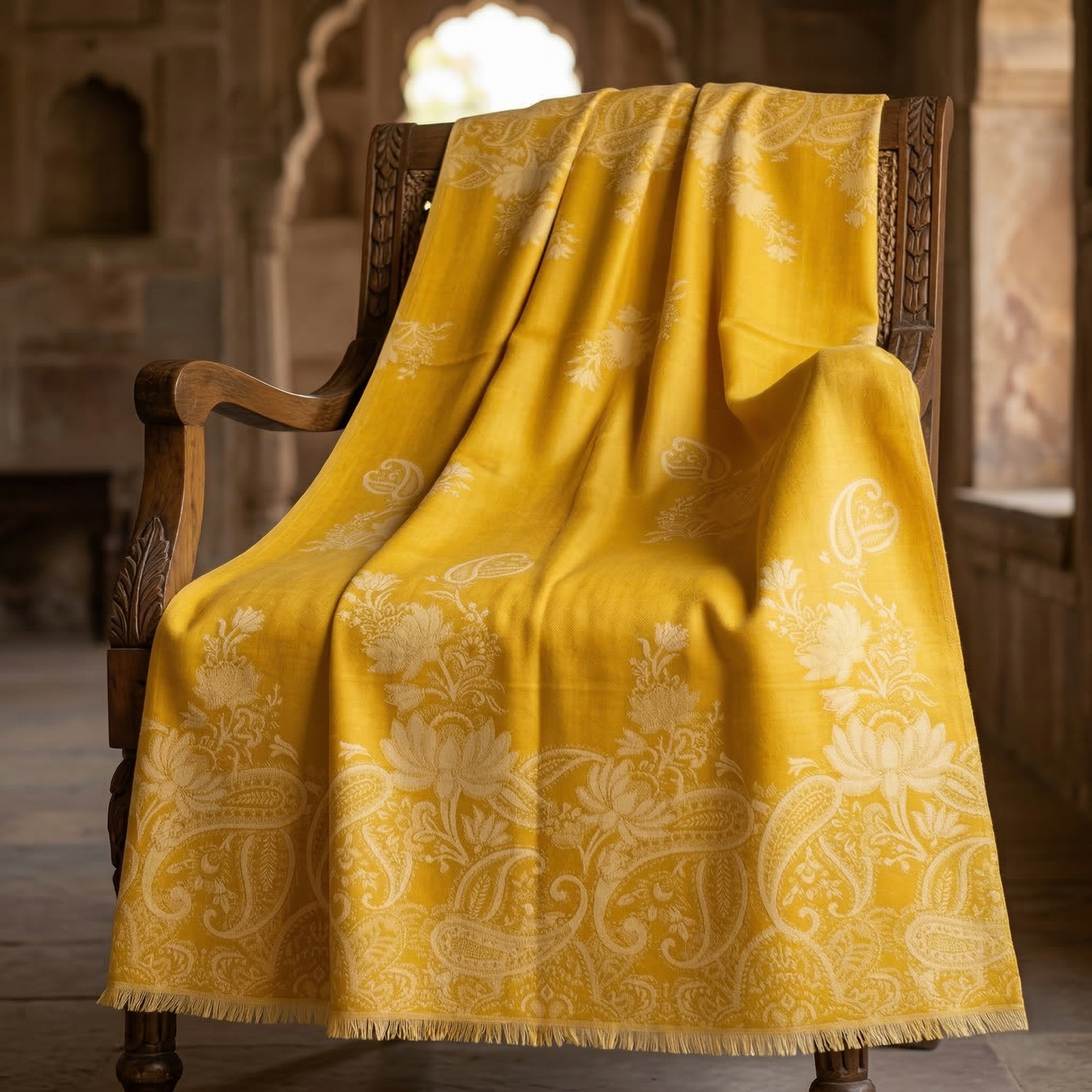 Elegant Paisley Jacquard Woolen Blanket