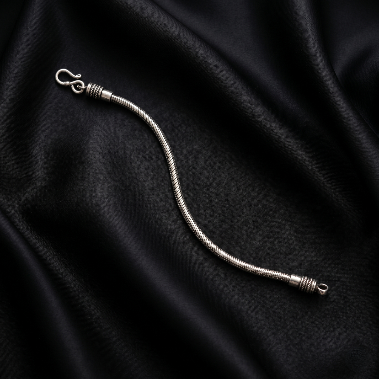 Handcrafted Sterling Silver Snake Bone Bracelet
