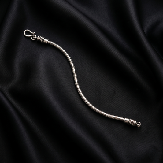 Handcrafted Sterling Silver Snake Bone Bracelet