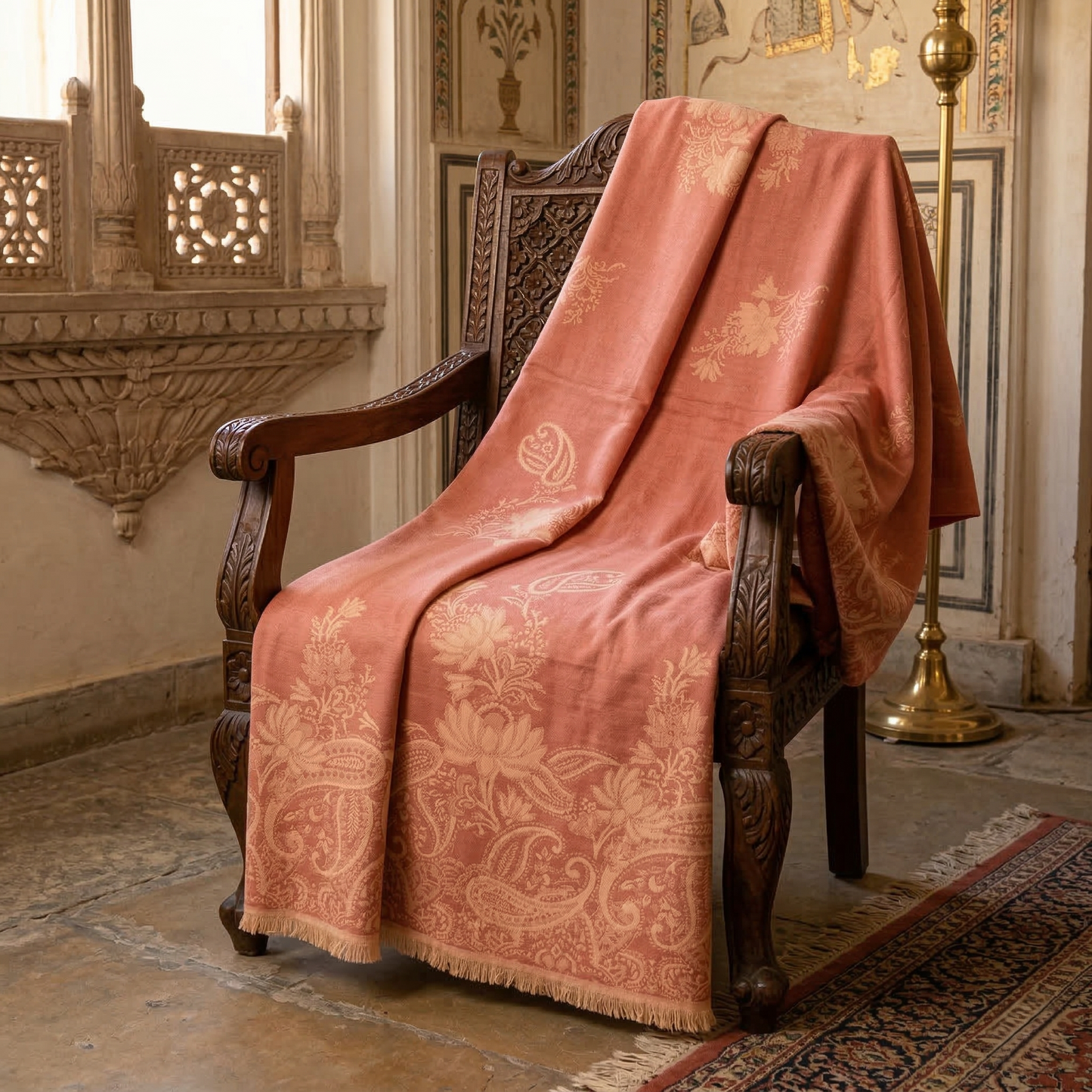 Elegant Paisley Jacquard Woolen Blanket
