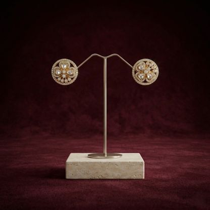 Elegant Gold-Plated Floral Silver Stud Earrings