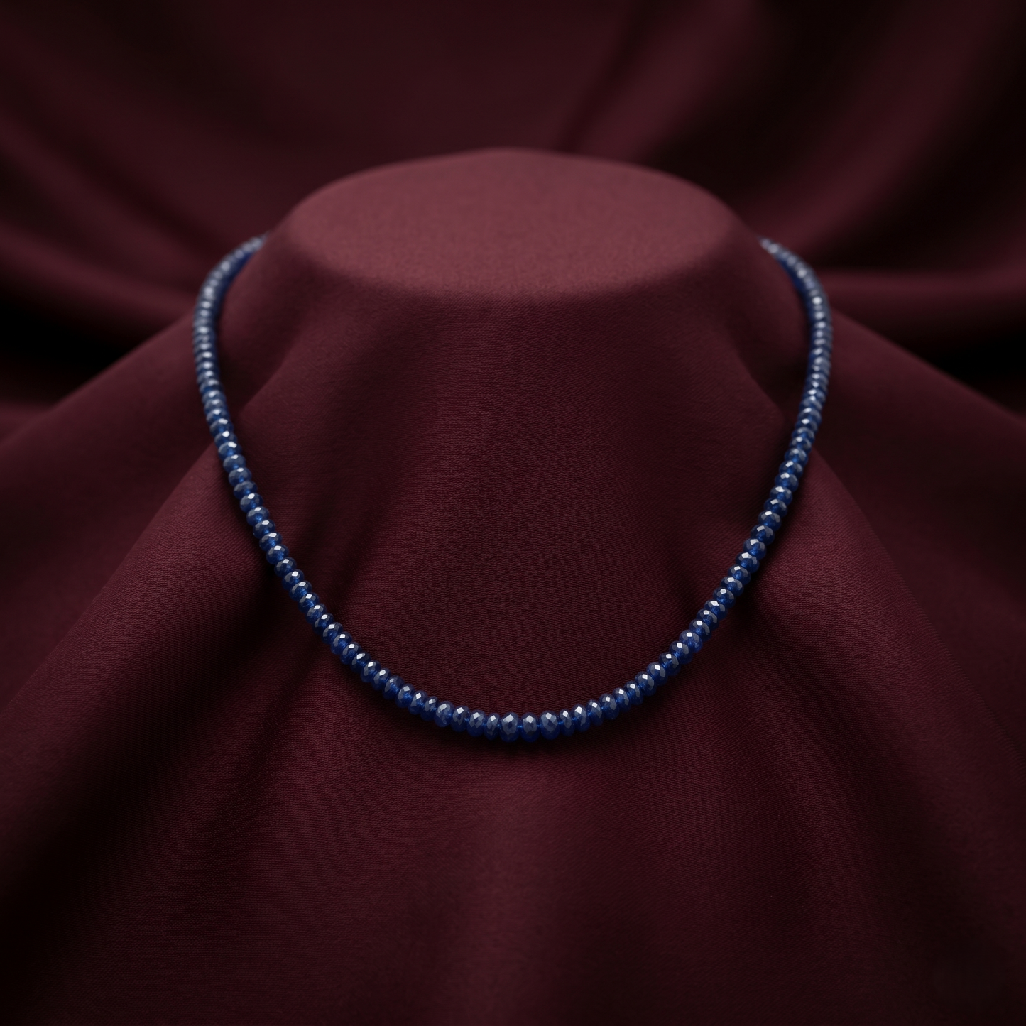 Midnight Azure Sterling Silver Bead Necklace