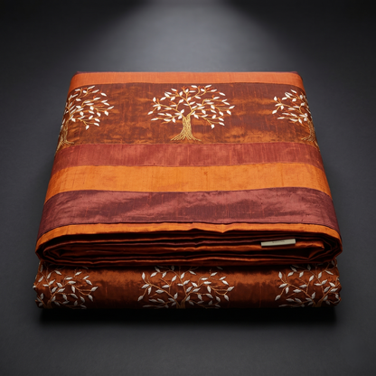 Luxury Silk Embroidered Tree Bedcover Set