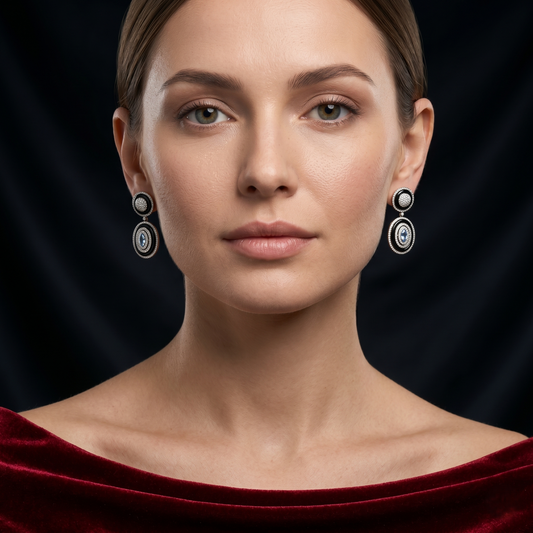 Elegant Art Deco Onyx Drop Earrings