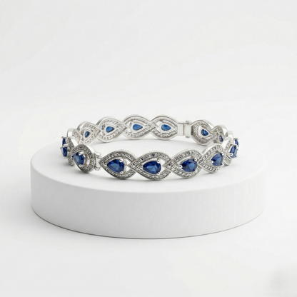 Elegant Silver Blue Sapphire Marquise Kada