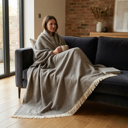 Hand Carved Heritage Pure Wool Oversized Blanket