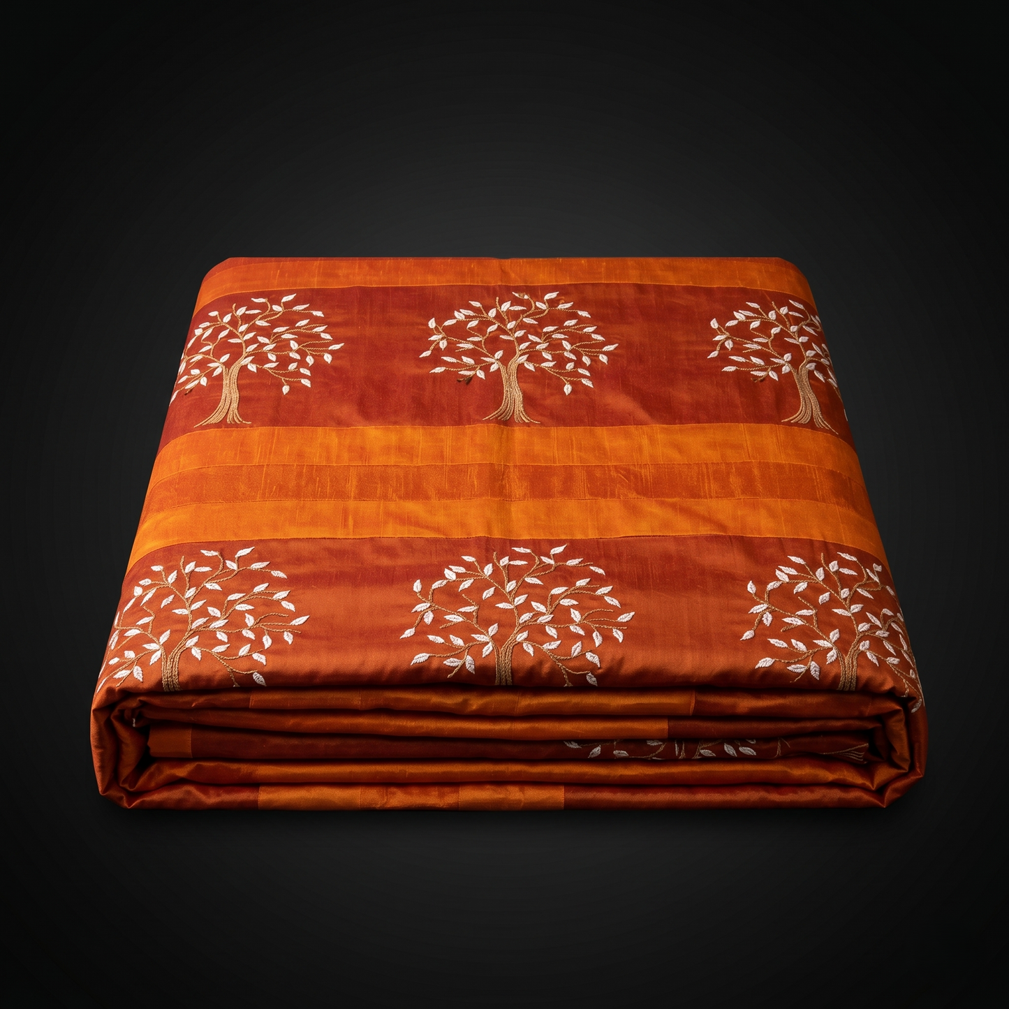 Golden Tree Embroidered Silk Luxury Bedcover