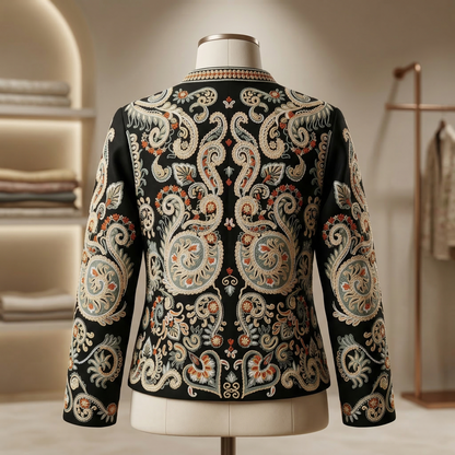 Royal Heritage Embroidered Silk Open Jacket