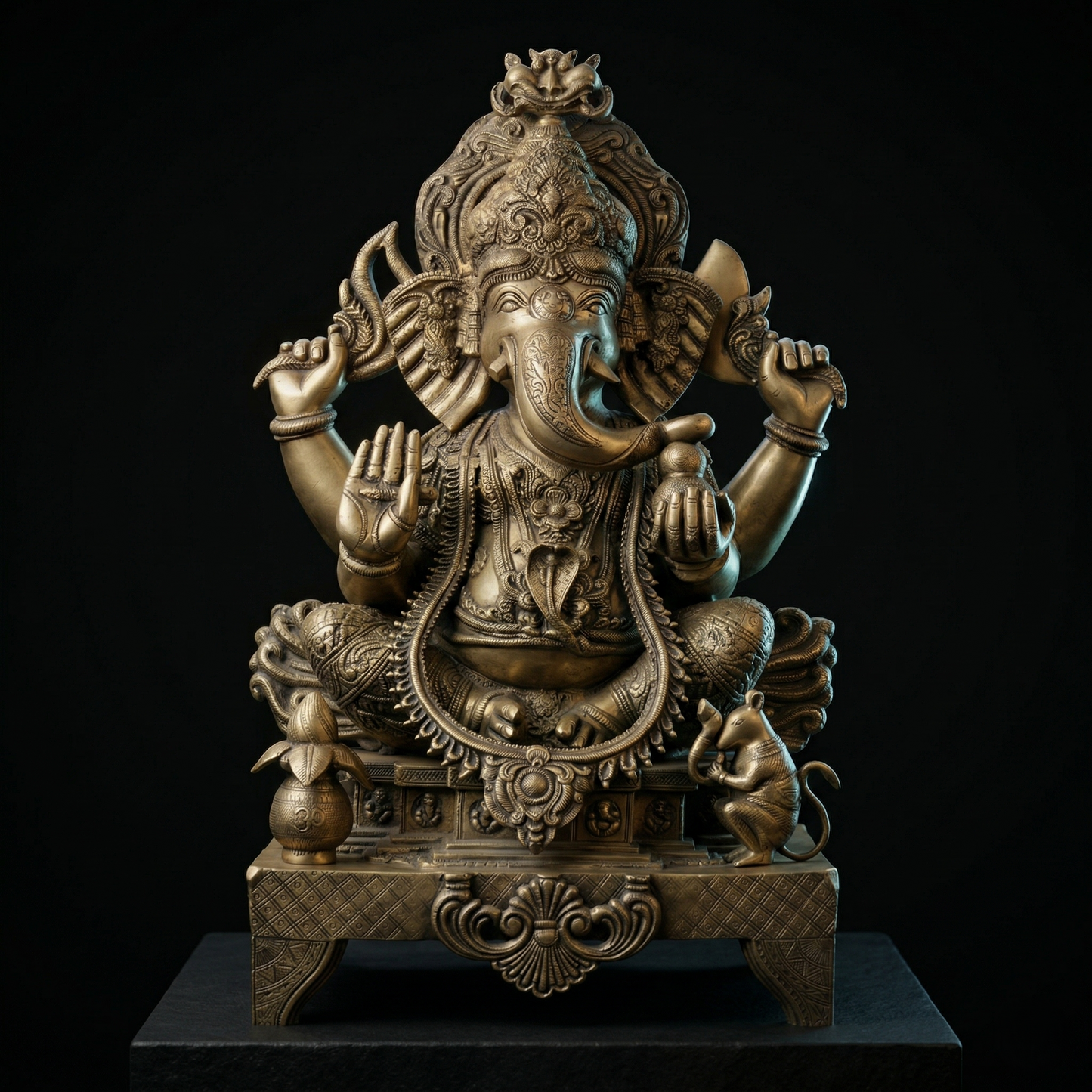 Antique Brass Lord Ganesha Heritage Statue