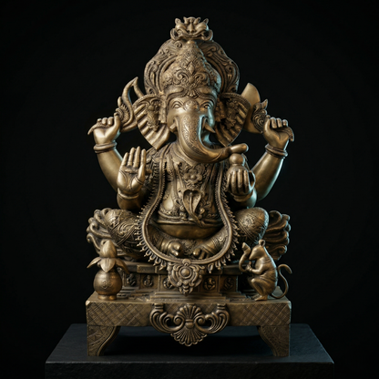 Antique Brass Lord Ganesha Heritage Statue