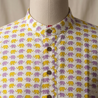 Elephant Print Hand Block Cotton Kurta