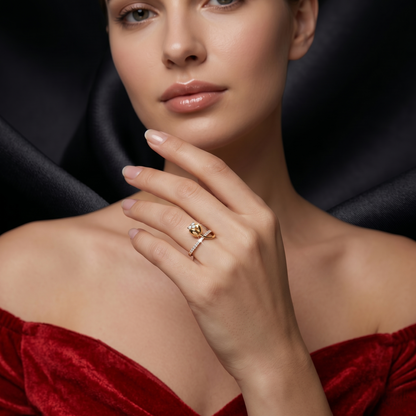 Golden Tulip Diamond Bypass Band Ring