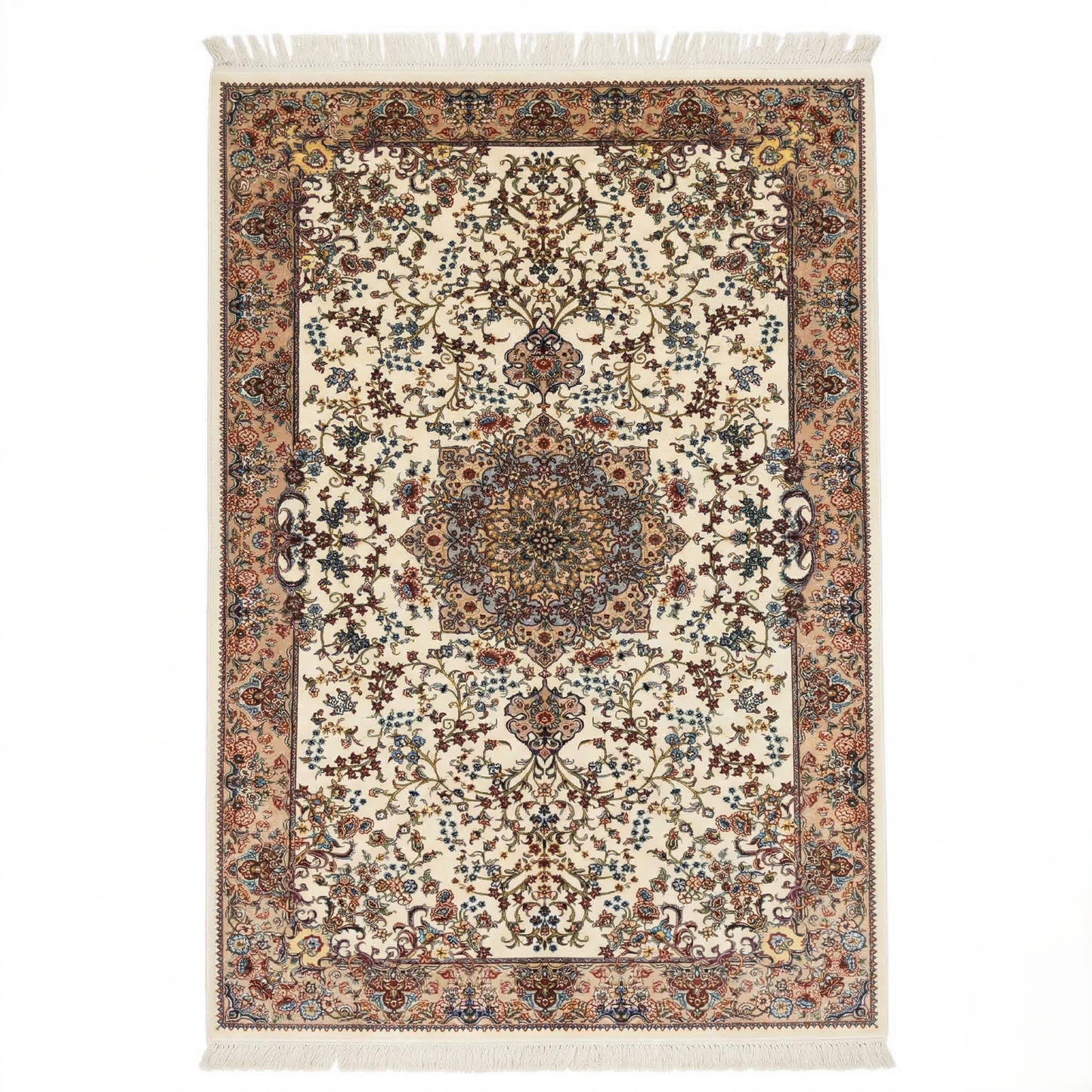 Intricate Persian Medallion Cream Wool Rug