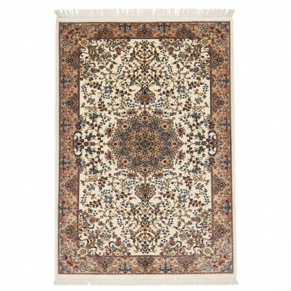Intricate Persian Medallion Cream Wool Rug