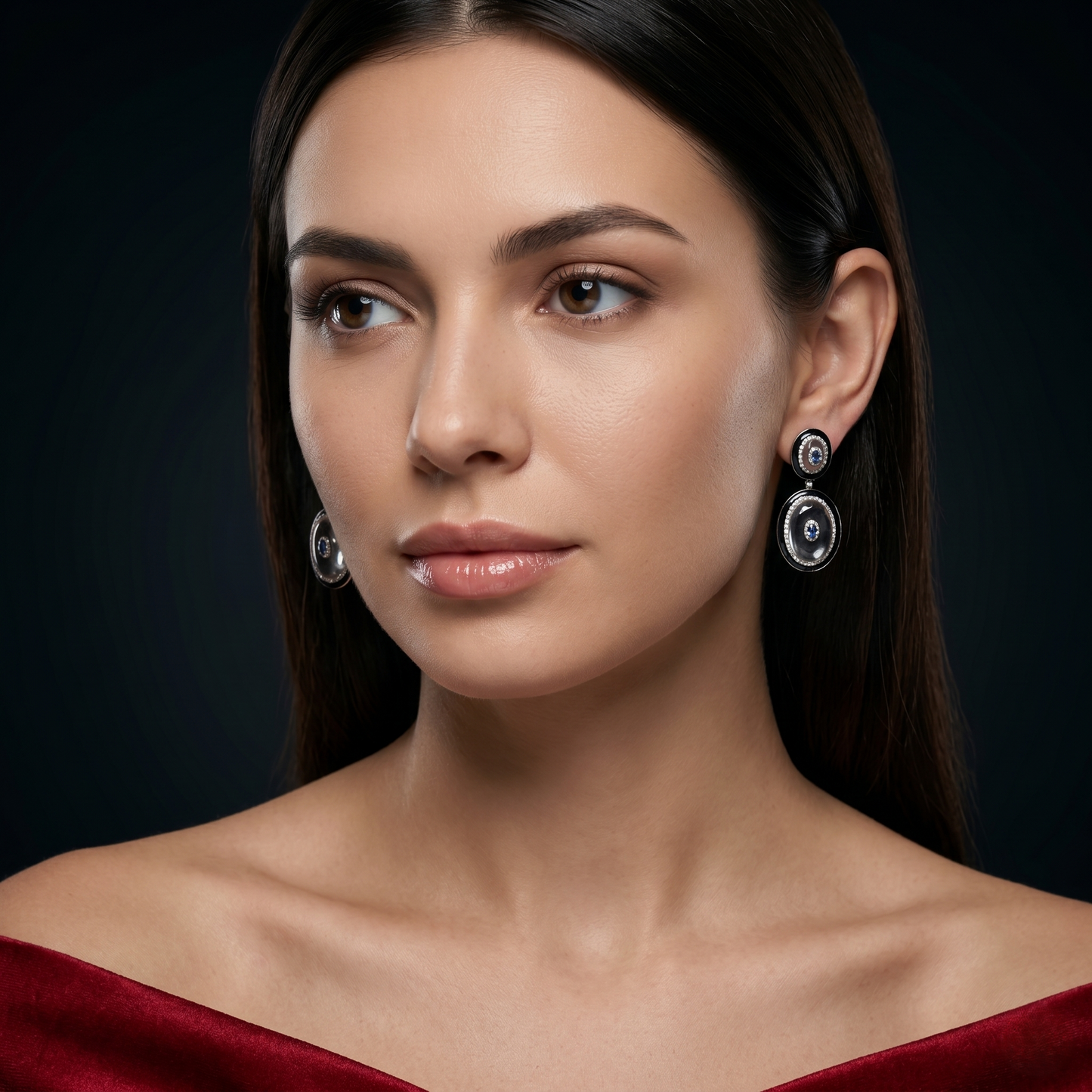 Victorian Sapphire Crystal Silver Drop Earrings