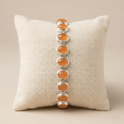 The Carnelian Radiance Silver Link Bracelet