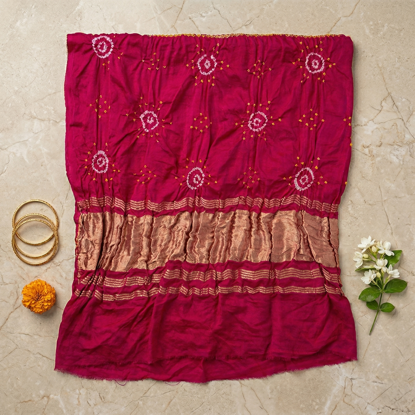 Regal Pink Bandhani Silk Heritage Dupatta