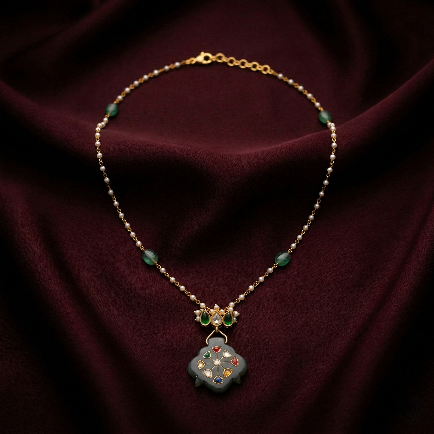 Emerald Radiance 92.5 Silver Artisan Necklace