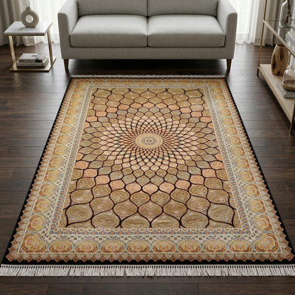 Gilded Mandala Intricate Hand Tufted Silk Rug