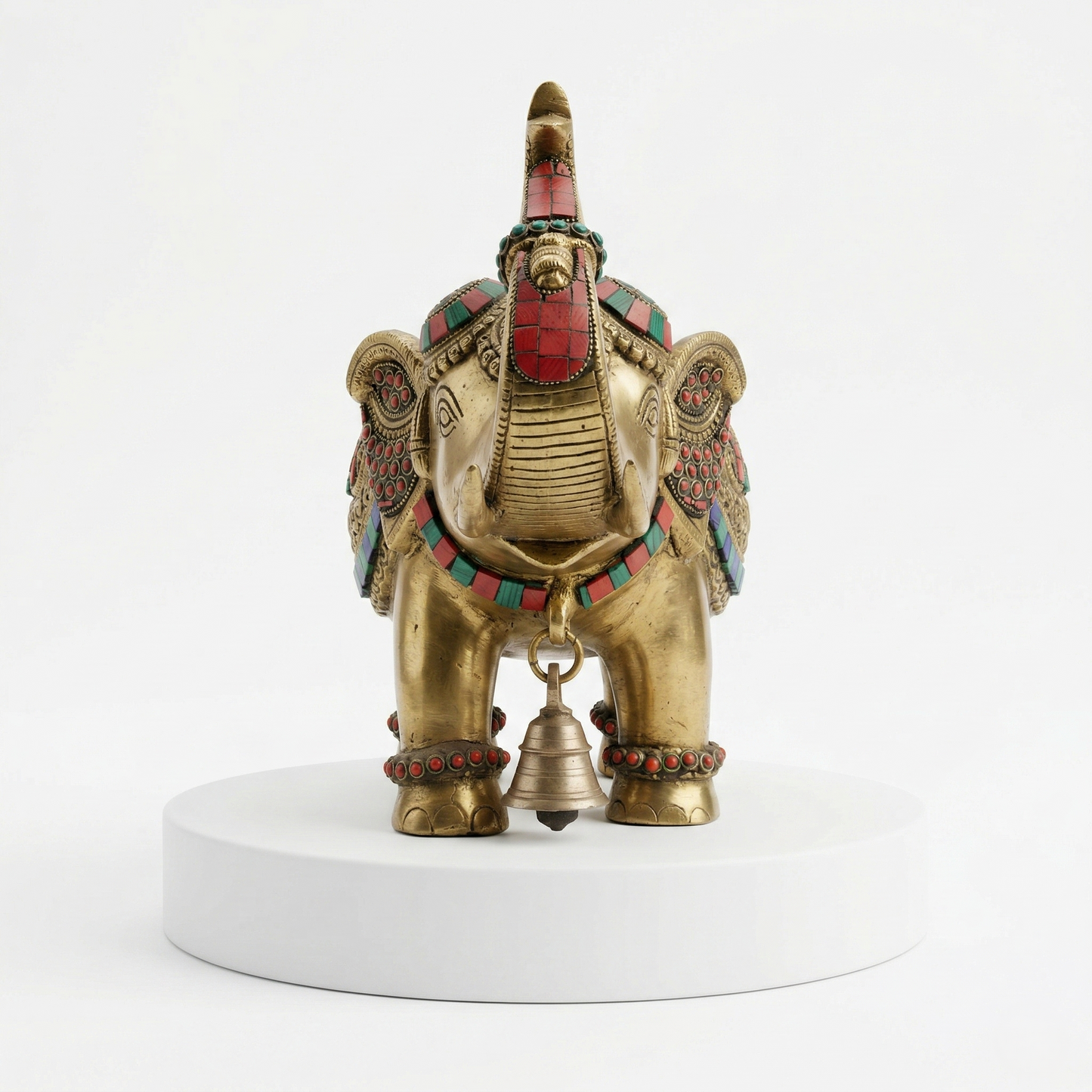 Majestic Ornamental Brass Elephant with Stones