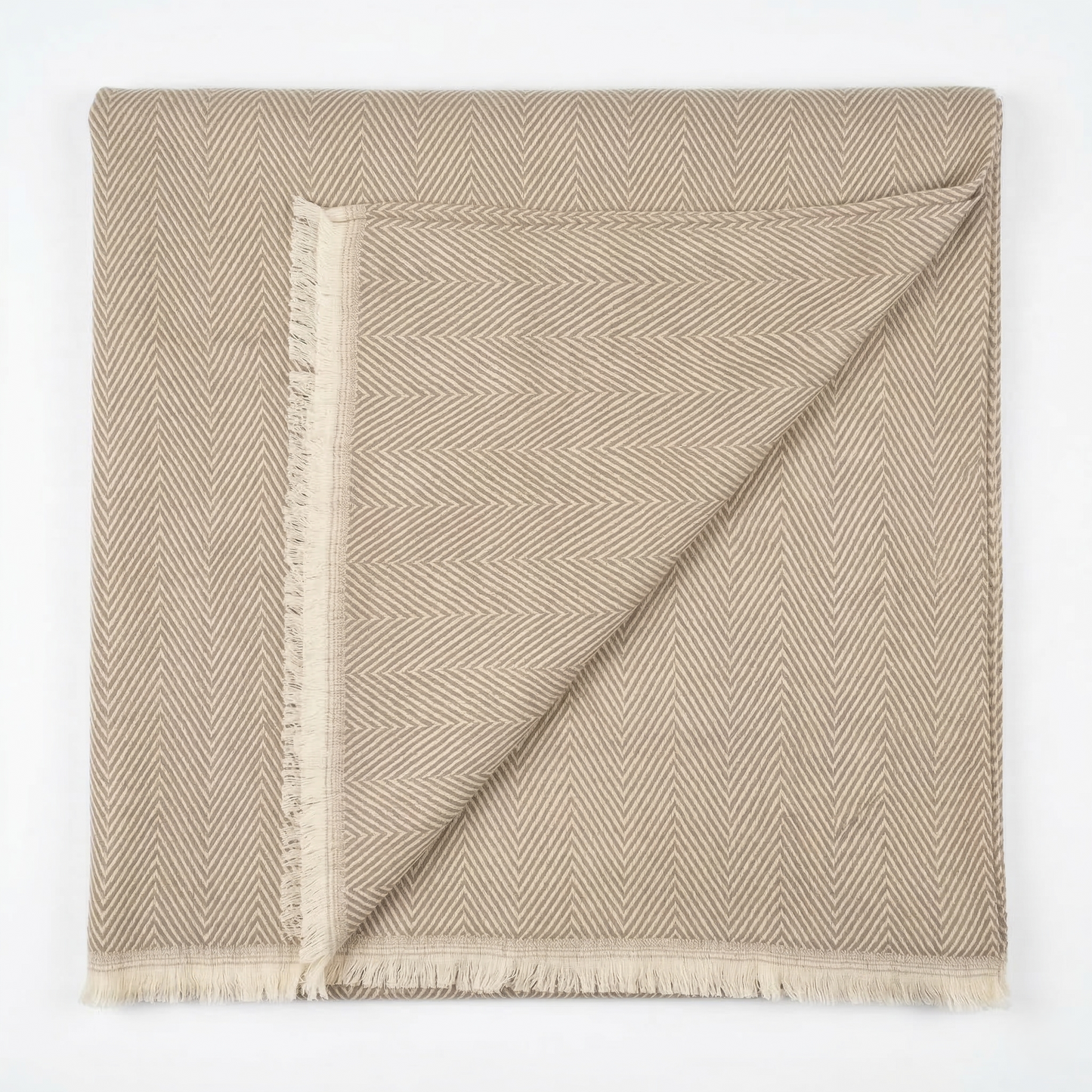 Elegant Sage Herringbone Hand Woven Blanket