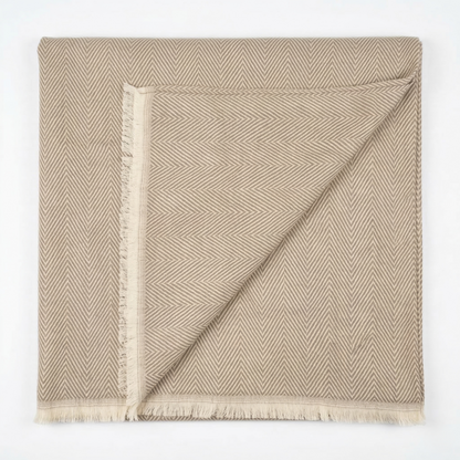 Elegant Sage Herringbone Hand Woven Blanket