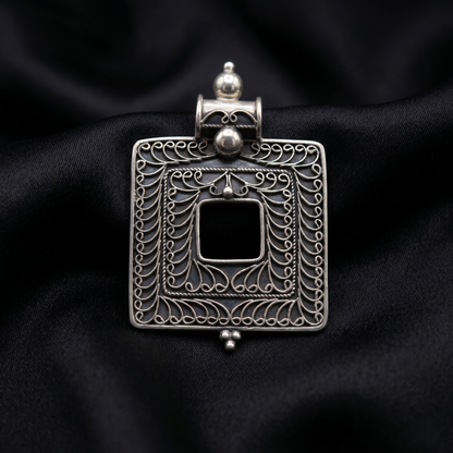 Handcrafted Filigree Square Silver Heritage Pendant
