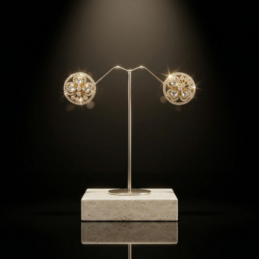 Elegant Gold-Plated Floral Silver Stud Earrings