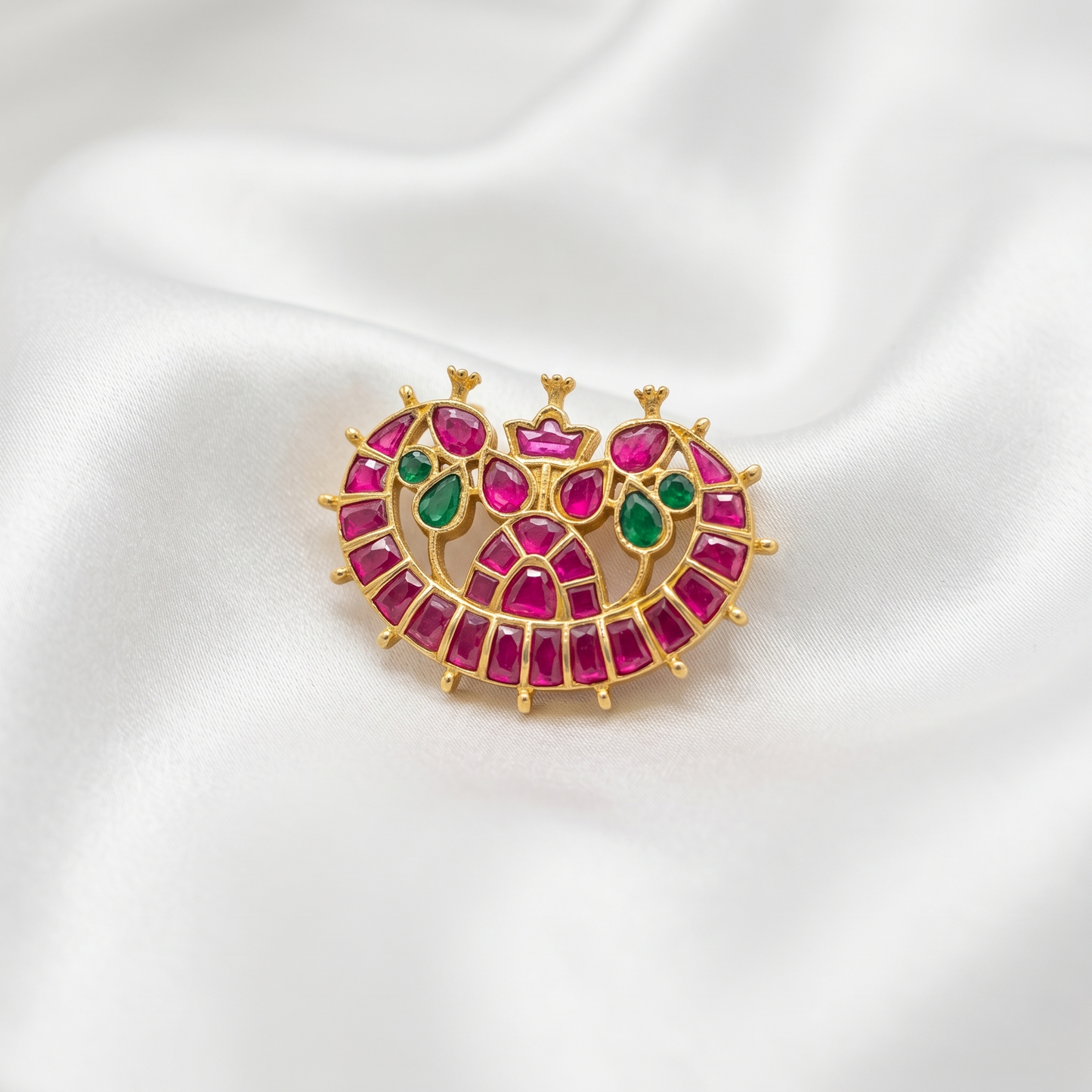 Regal Ruby & Emerald Silver Pendant