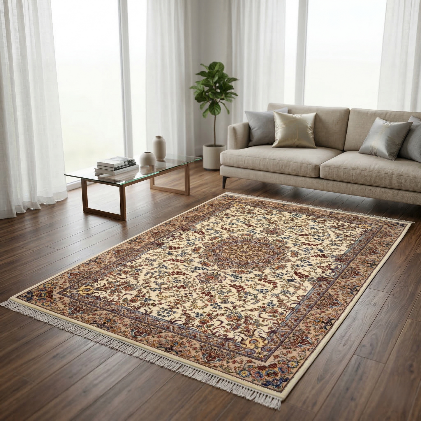 Floral Medallion Hand-Tufted Persian Rug
