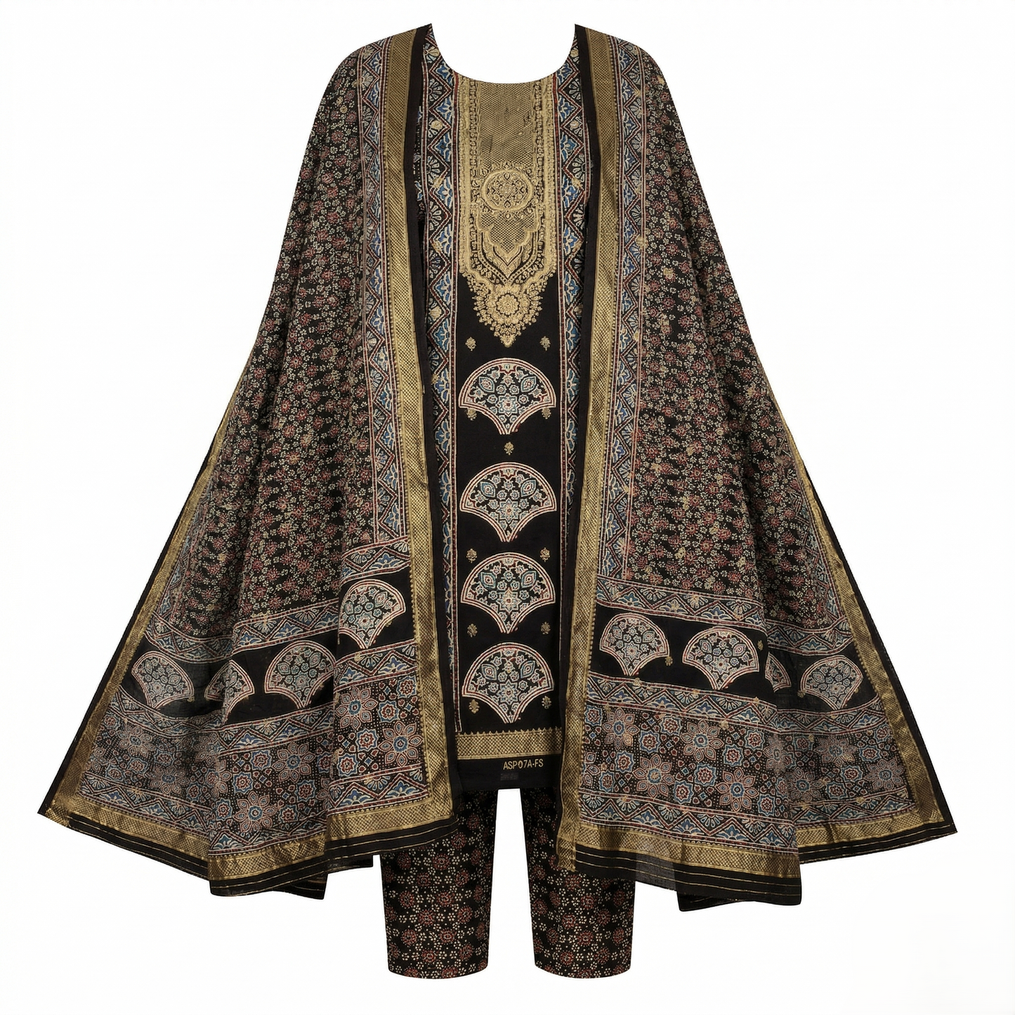 Royal Ajrakh Heritage Unstitched Silk Suit