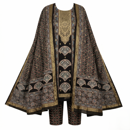 Royal Ajrakh Heritage Unstitched Silk Suit