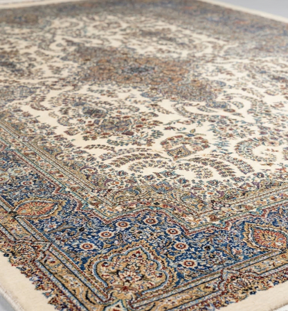 Ornate Cream Medallion Traditional Persian Rug
