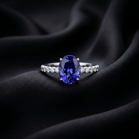 Oval Tanzanite White Gold Diamond Ring