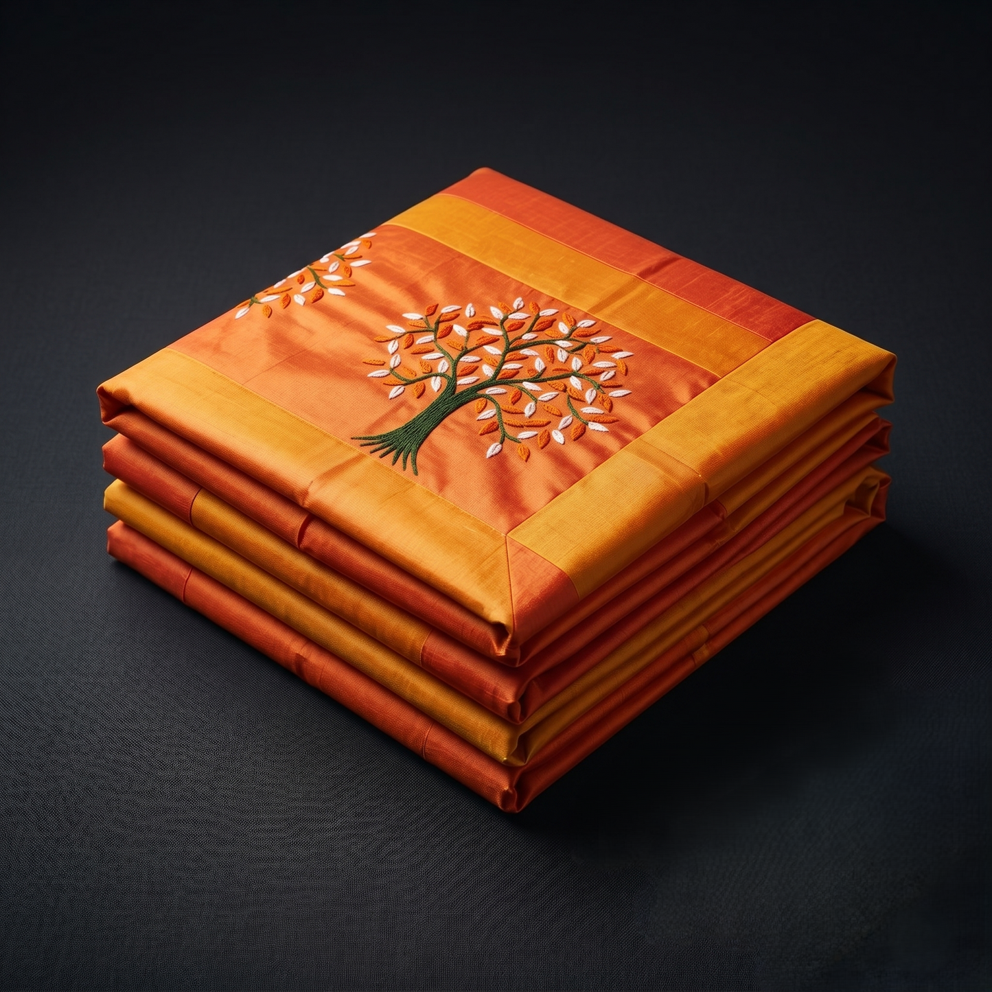 Golden Saffron Tree Luxury Silk Bedcover