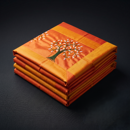 Golden Saffron Tree Luxury Silk Bedcover