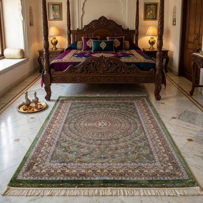 Royal Emerald Hand Tufted Persian Motif Rug