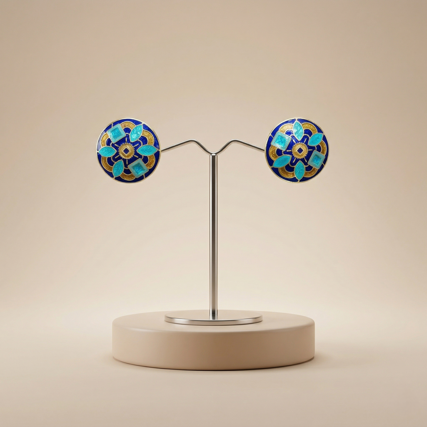 Royal Azure Meenakari Silver Stud Earrings