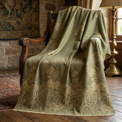 Elegant Paisley Jacquard Woolen Blanket