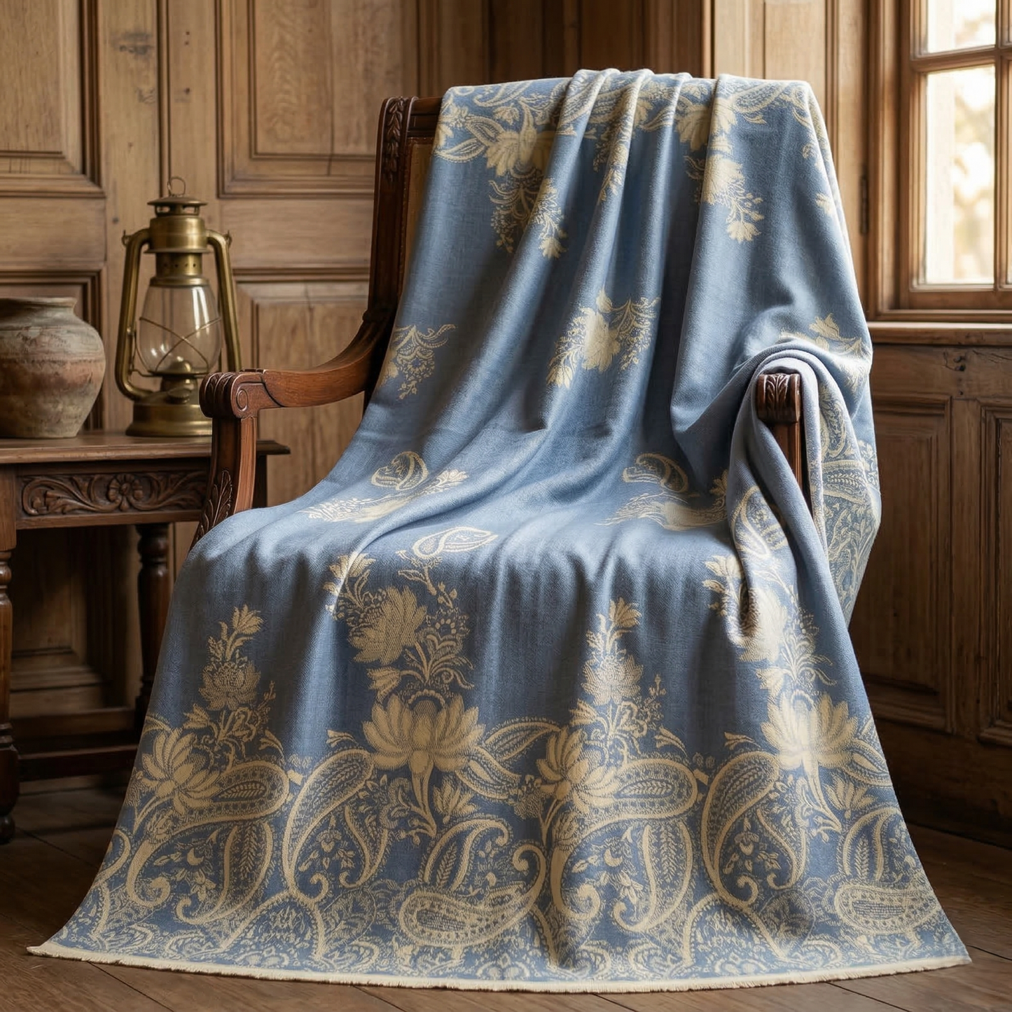 Elegant Paisley Jacquard Woolen Blanket
