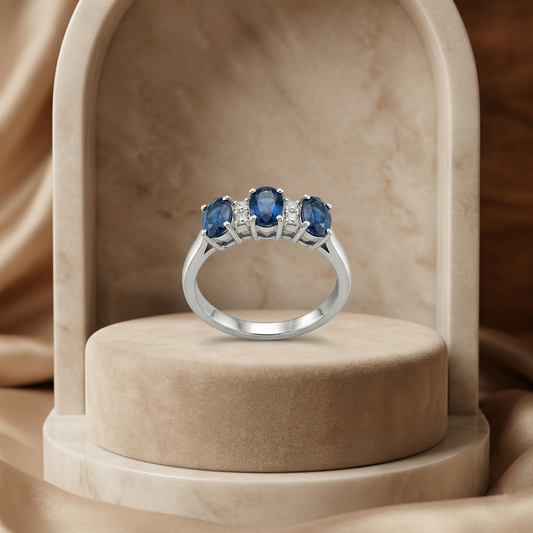 Three-Stone Sapphire Ring