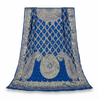 Royal Blue Banarasi Silk Zari Dupatta
