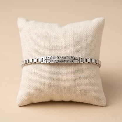 Celestial Mosaic Textured Silver Link Bracelet