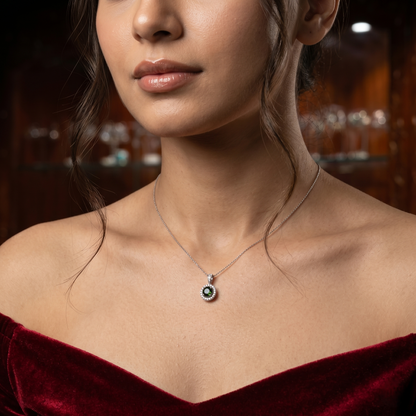 Elegant Silver Halo Smokey Quartz Pendant