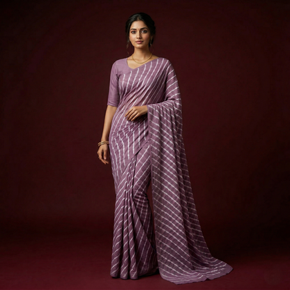 Elegant Lavender Leheriya Georgette Saree